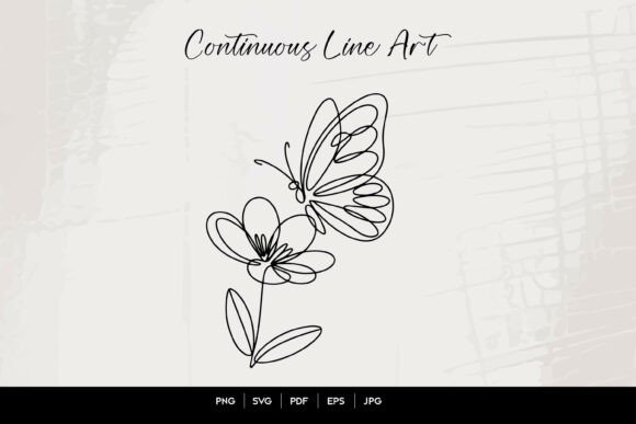 Download Butterfly and Flower Line Art Illustrati - Premium Resources