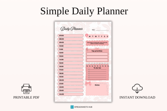 Download Simple Daily Planner PDF Template - Premium Resources